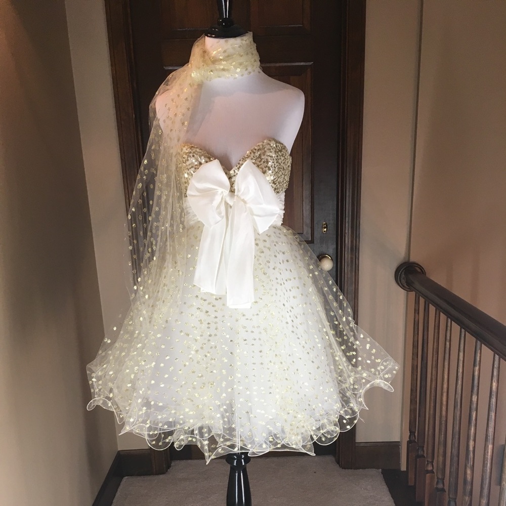 White & Gold Sherri Hill Cocktail